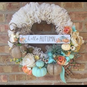 Hello autumn muted hues modern neutral wreath
